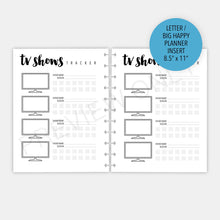 Load image into Gallery viewer, V.2 TV Shows Tracker Planner Inserts Printable Download