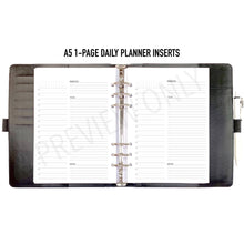 Load image into Gallery viewer, A5 1-Page Daily Planner Inserts Printable Download - Letter / A4 / A5 Size Paper