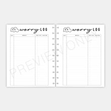 Load image into Gallery viewer, Worry Log Printable | Anxiety & Brain Dump Planner Insert
