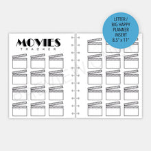 Load image into Gallery viewer, Movies Tracker Planner Inserts Printable Download