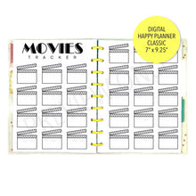Load image into Gallery viewer, Movies Tracker Planner Inserts Printable Download