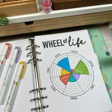 Load image into Gallery viewer, A5 2026 Wheel of Life Goals Tracker Planner Inserts Printable Download - Letter / A4 / A5 Size Paper