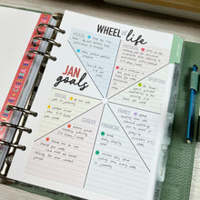 Load image into Gallery viewer, A5 2026 Wheel of Life Goals Tracker Planner Inserts Printable Download - Letter / A4 / A5 Size Paper