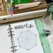 Load image into Gallery viewer, A5 2026 Wheel of Life Goals Tracker Planner Inserts Printable Download - Letter / A4 / A5 Size Paper