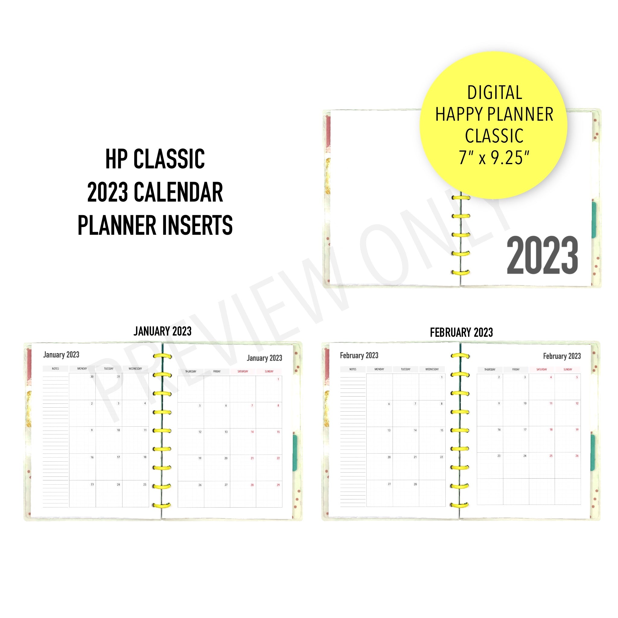 SALE | HP Classic 2023 Calendar Planner Inserts Printable Download - –  MarianeCresp
