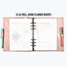 Load image into Gallery viewer, V.3 A5 Well-Being Planner Inserts Printable Download - Letter / A4 / A5 Size Paper