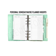 Load image into Gallery viewer, Personal Someday / Maybe List Planner Inserts Printable Download - Letter / A4 Size Paper