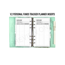 Load image into Gallery viewer, V.2 Personal Funds Tracker Planner Inserts Printable Download - Letter / A4 Size Paper