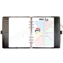 Load image into Gallery viewer, A5 2026 Wheel of Life Goals Tracker Planner Inserts Printable Download - Letter / A4 / A5 Size Paper
