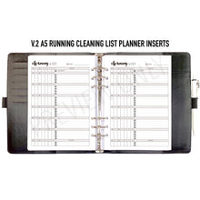 Load image into Gallery viewer, A5 Running Cleaning List Planner Inserts Printable Download - Letter / A4 / A5 Size Paper