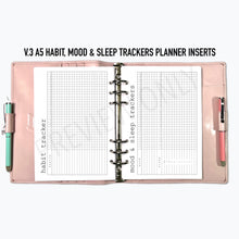 Load image into Gallery viewer, V.3 A5 Habit, Mood & Sleep Trackers Planner Inserts Printable Download - Letter / A4 / A5 Size Paper