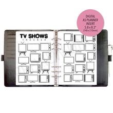 Load image into Gallery viewer, A5 TV Shows Tracker Planner Inserts Printable Download - Letter / A4 / A5 Size Paper