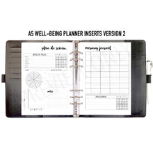 Load image into Gallery viewer, VERSION 2 A5 Well-Being Planner Inserts Printable Download - Letter / A4 / A5 Size Paper