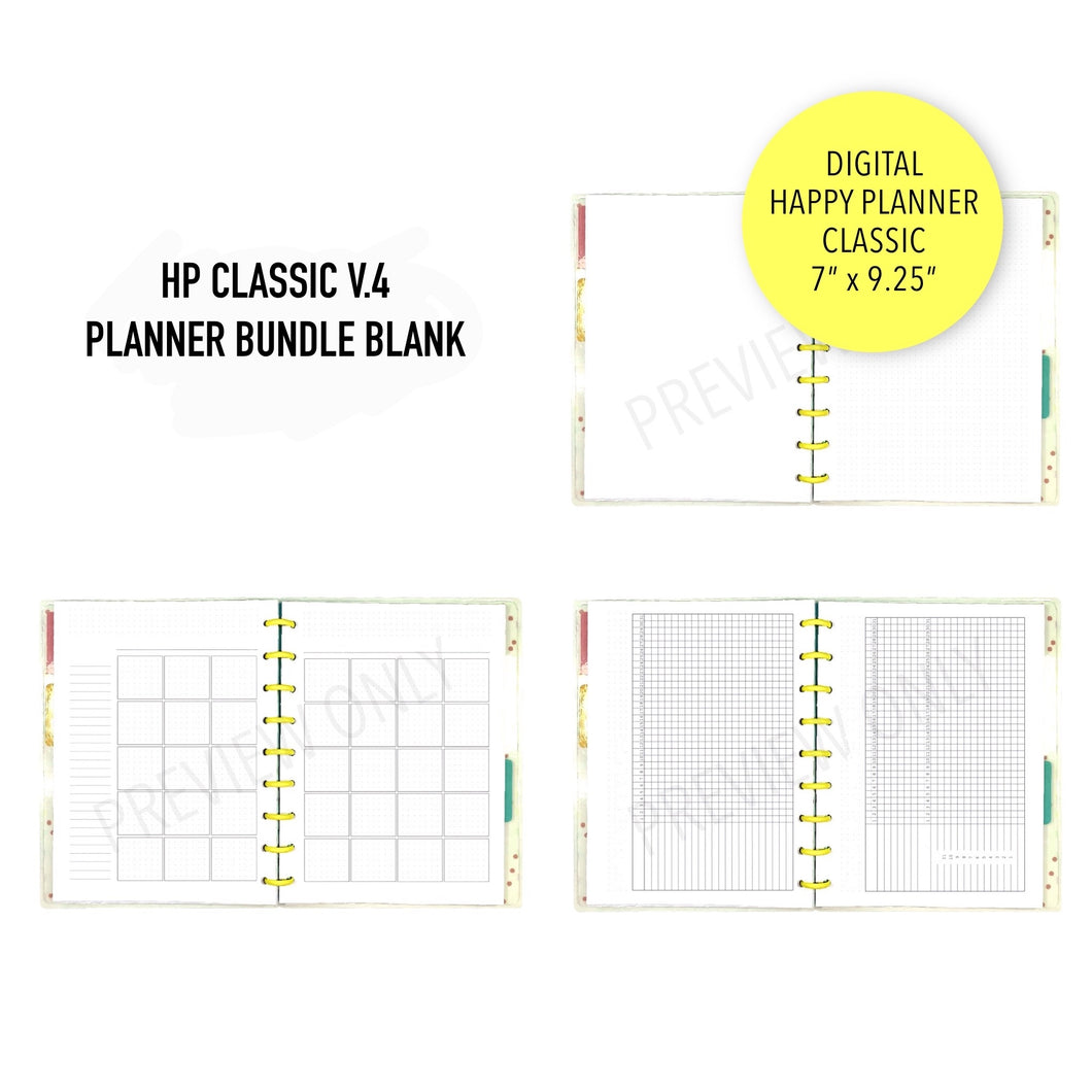 HP Classic V.4 Planner Bundle BLANK Planner Inserts Printable Download - Letter / A4 / HP Classic Size Paper