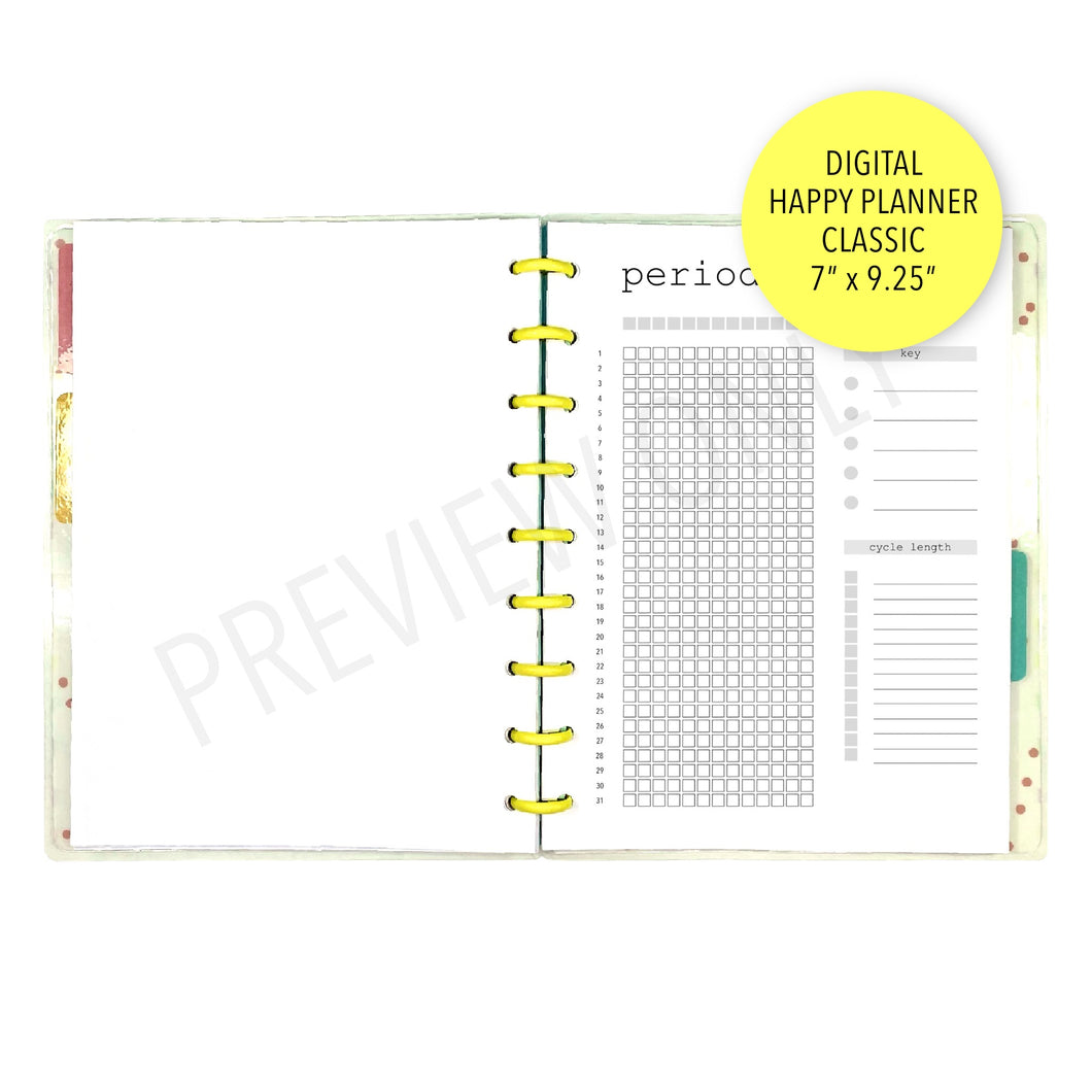 HP Classic Period Tracker Daily Planner Inserts Printable Download - Letter / A4 / HP Classic Size Paper