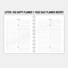 Load image into Gallery viewer, Letter / Big Happy Planner 1-Page Daily Planner Inserts Printable Download
