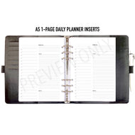 A5 1-Page Daily Planner Inserts Printable Download - Letter / A4 / A5 Size Paper