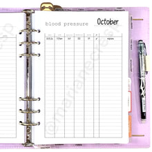 Load image into Gallery viewer, A5 Blood Pressure Tracker Printable Download - Letter / A4 / A5 Size Paper
