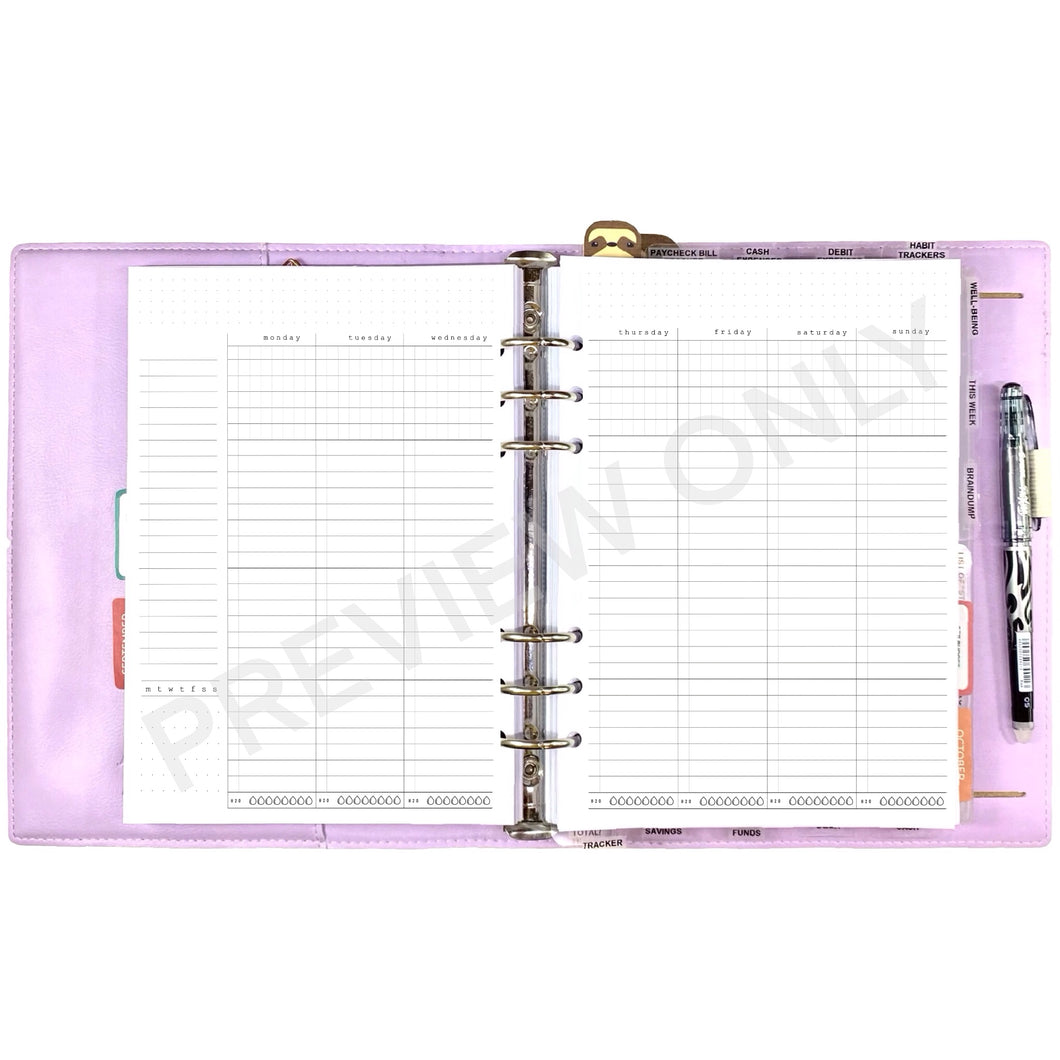 V.3 A5 Weekly 2-Page Planner Inserts Printable Download - Letter / A4 ...