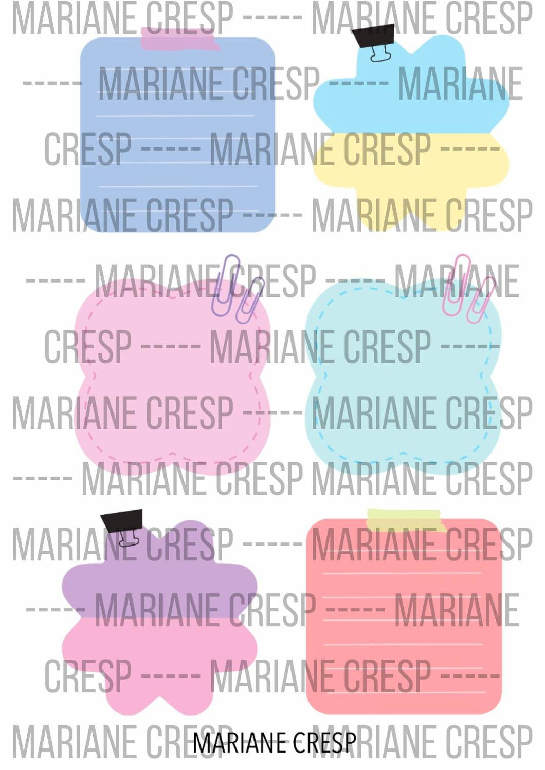 Cute Sticky Notes Digital Stickers PNG File