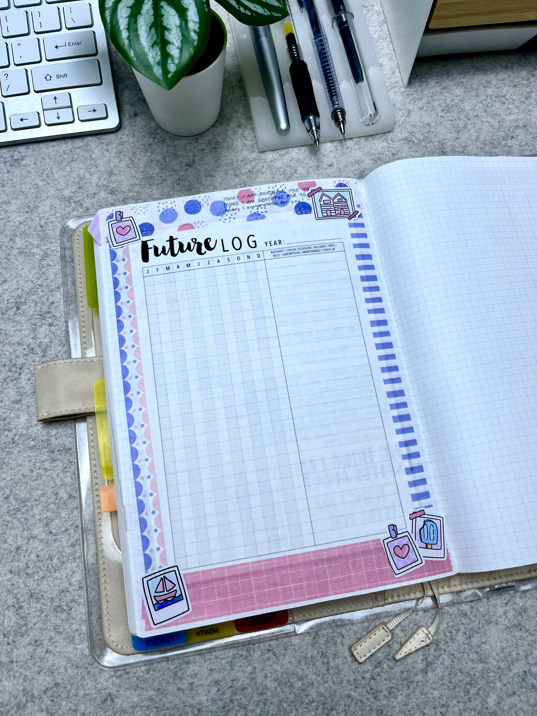 A5 Size / Hobonichi Cousin Running Future Log Printable Download - A4 Size Paper