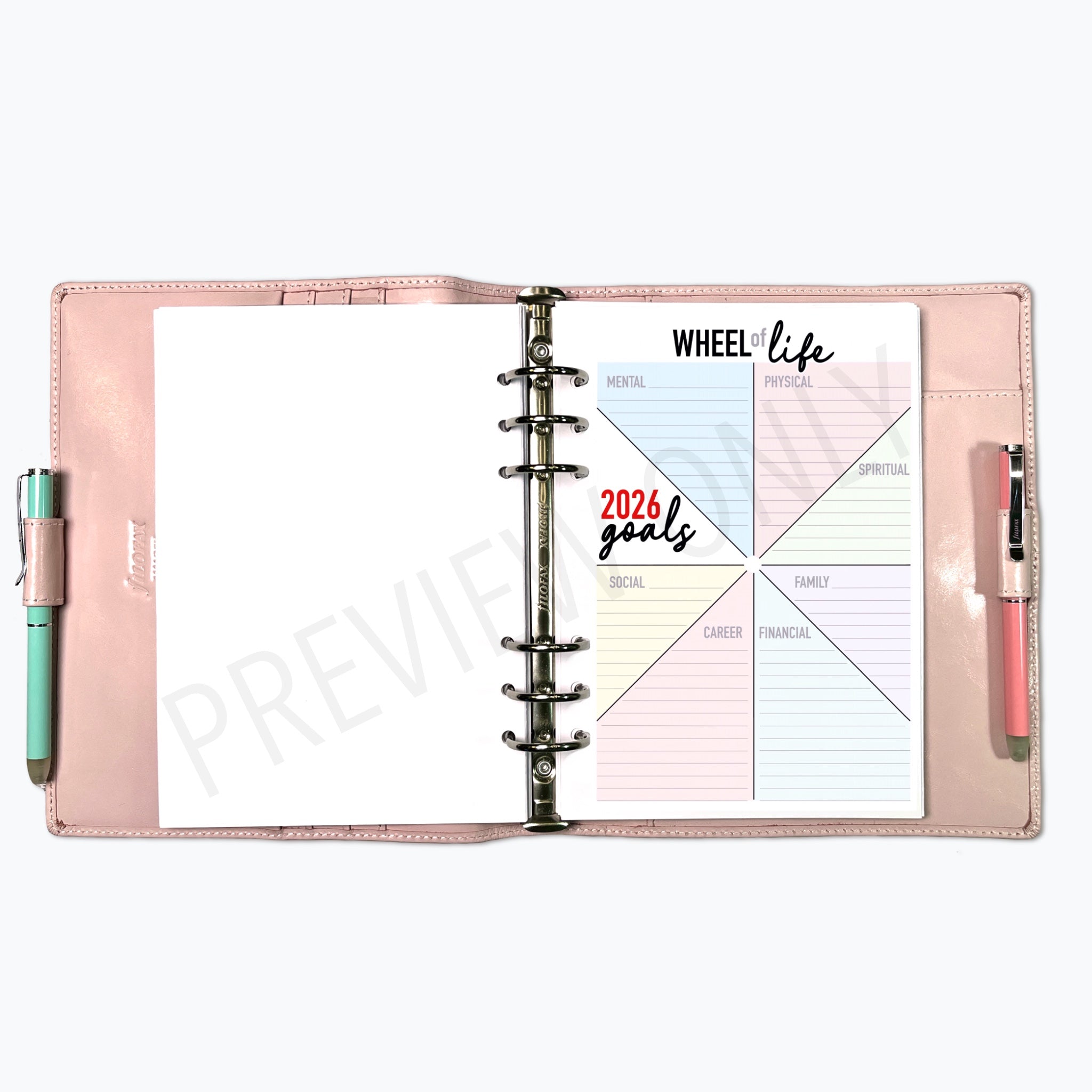 A5 2026 Wheel of Life Goals Tracker Planner Inserts Printable Download ...
