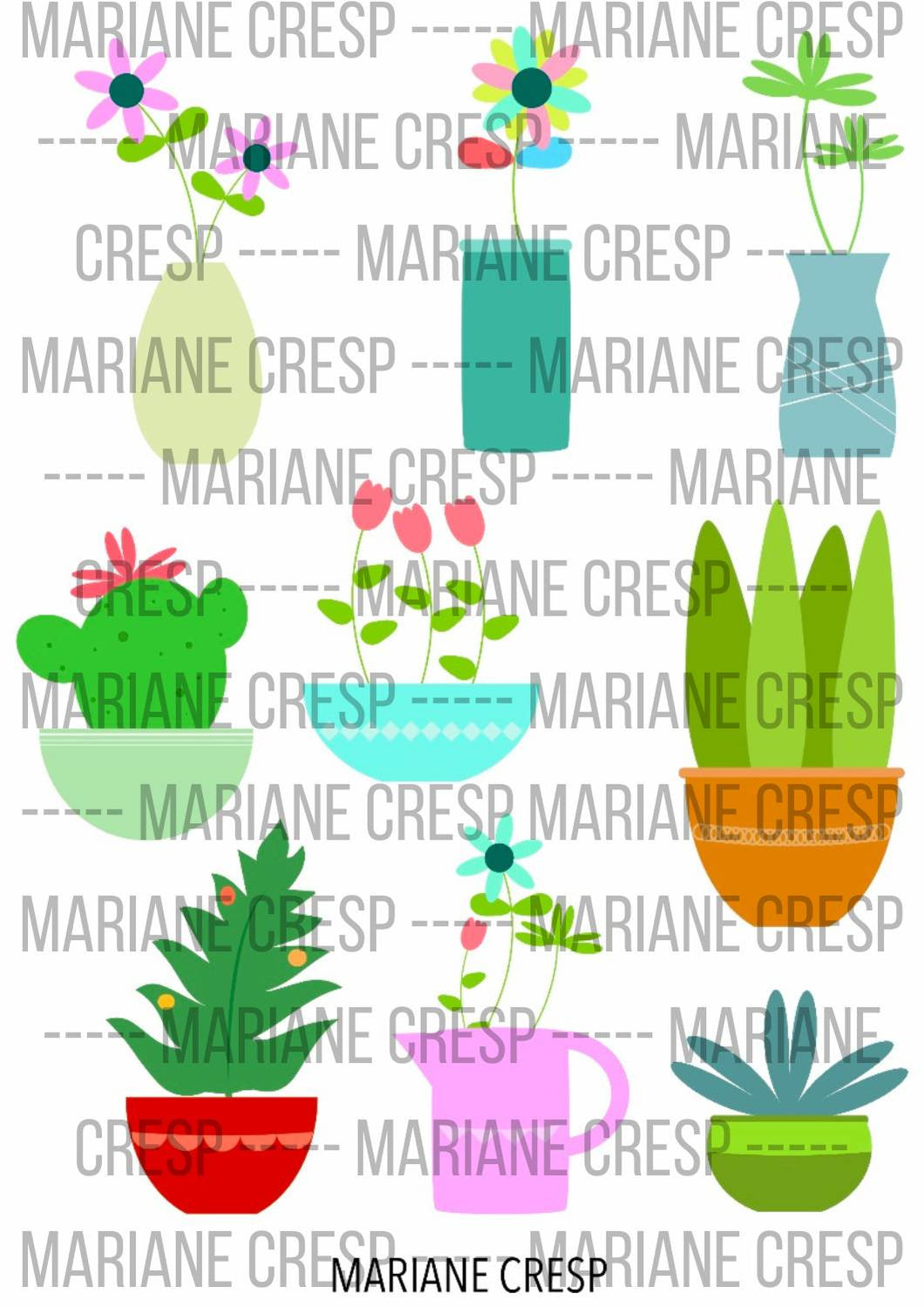 Potted Plants Digital Stickers PNG File