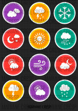 Load image into Gallery viewer, Small Weather Icons Digital Stickers PNG File
