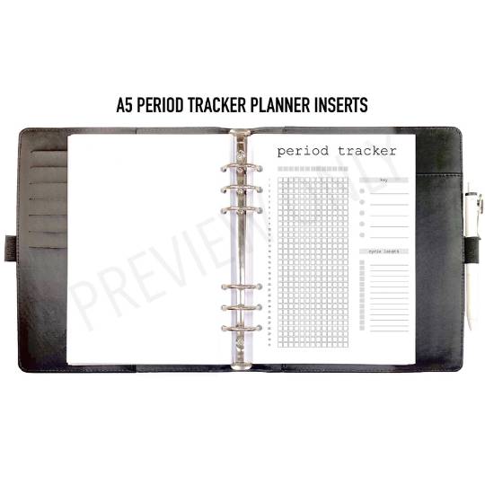 A5 Period Tracker Planner Inserts Printable Download - Letter / A4 / A5 Size Paper