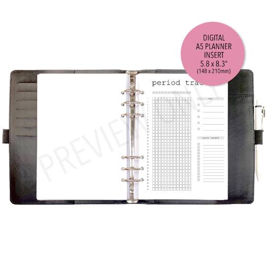 A5 Period Tracker Planner Inserts Printable Download - Letter / A4 / A5 Size Paper