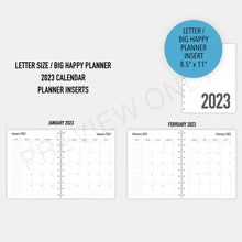 Load image into Gallery viewer, * SALE | Letter /Big Happy Planner 2023 Calendar Planner Inserts Printable Download - Letter / A4 / HP Classic Size Paper
