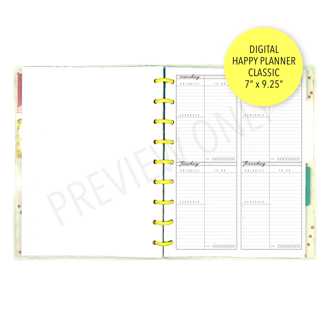 HP Classic Foldable Daily Planner Inserts Printable Download - Letter / A4 / HP Classic Size Paper