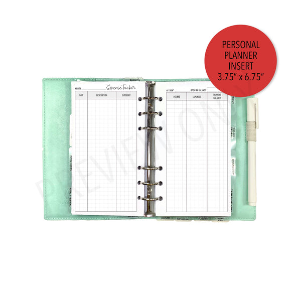 Personal Expense Tracker Planner Inserts Printable Download - Letter / A4 Size Paper