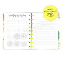 Load image into Gallery viewer, HP Classic Bullet Journal Style Wheel of Life &amp; Gratitude Log Planner Inserts Printable Download - Letter / A4 / HP Classic Size Paper
