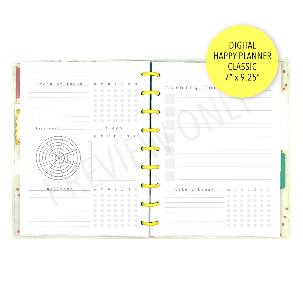 V.3 HP Classic Well-Being Planner Inserts Printable Download - Letter / A4 / HP Classic Size Paper