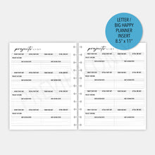 Load image into Gallery viewer, Letter / Big Happy Planner Projects List Planner Inserts Printable Download
