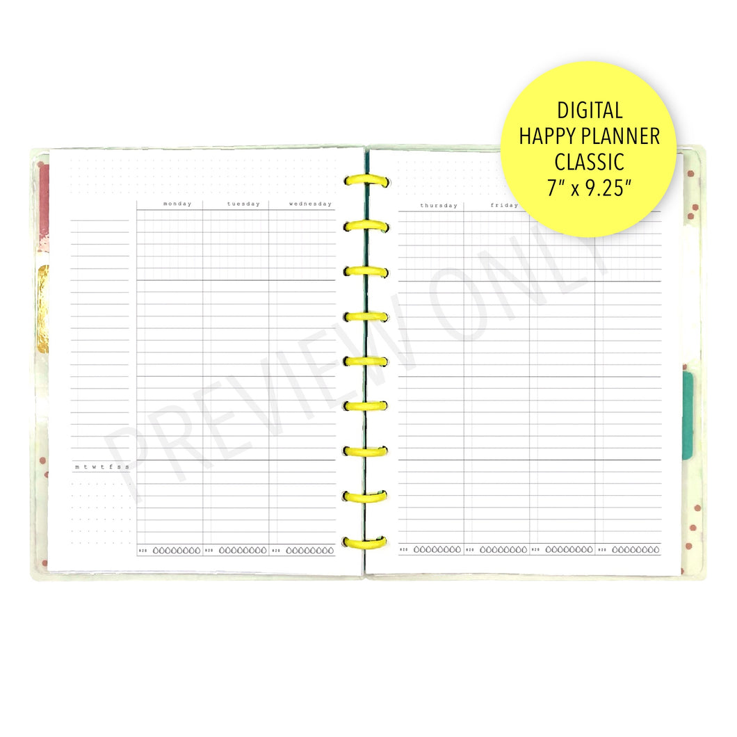V.3 HP Classic Weekly 2-Page Planner Inserts Printable Download - Letter / A4 / HP Classic Size Paper