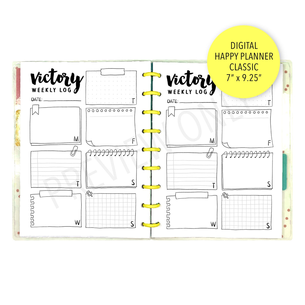 HP Classic Victory Weekly Log Planner Inserts Printable Download - Letter / A4 / HP Classic Size Paper