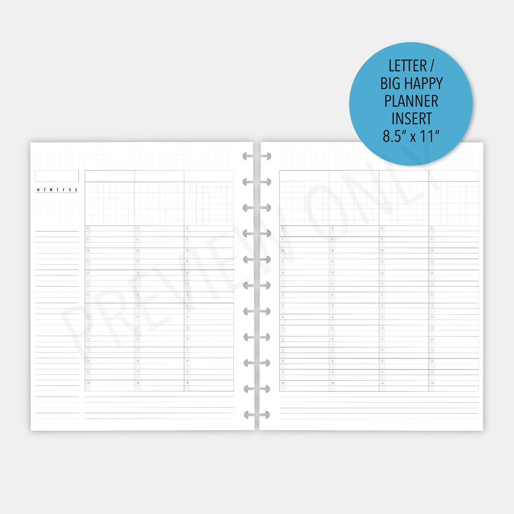Letter / Big Happy Planner Weekly 2 Page Planner Inserts Printable Download