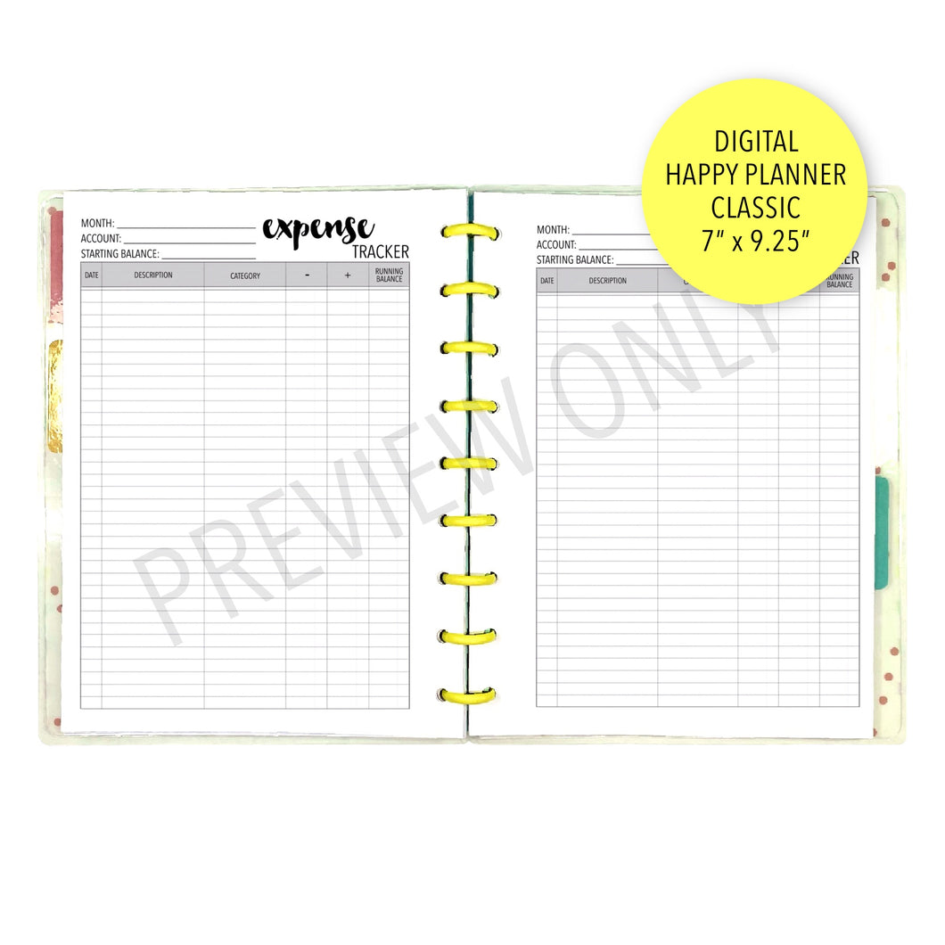 V.2 HP Classic Expense Tracker Planner Inserts Printable Download - Letter / A4 / HP Classic Size Paper