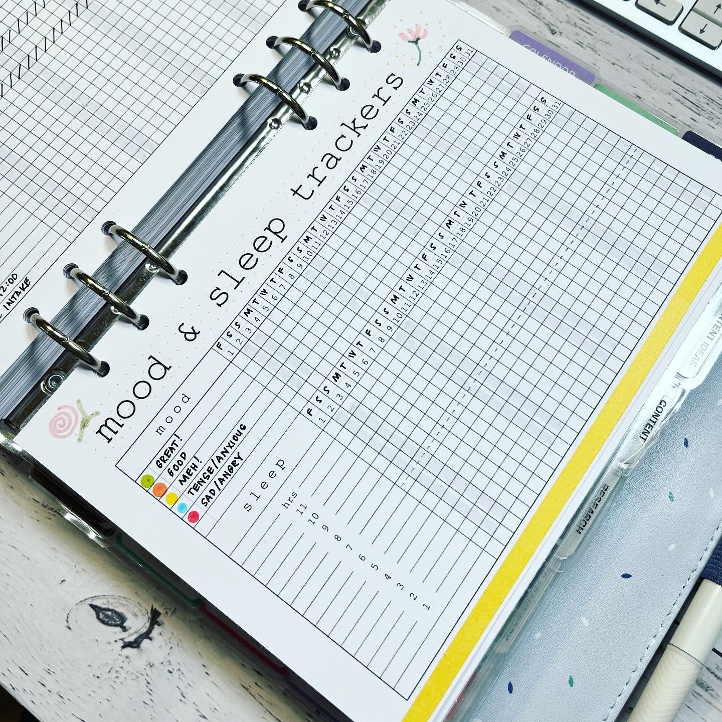 A5 Bullet Journal Style Habit, Mood & Sleep Trackers Planner