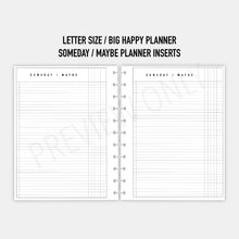 Load image into Gallery viewer, Letter / Big Happy Planner Someday/Maybe Planner Inserts Printable Download
