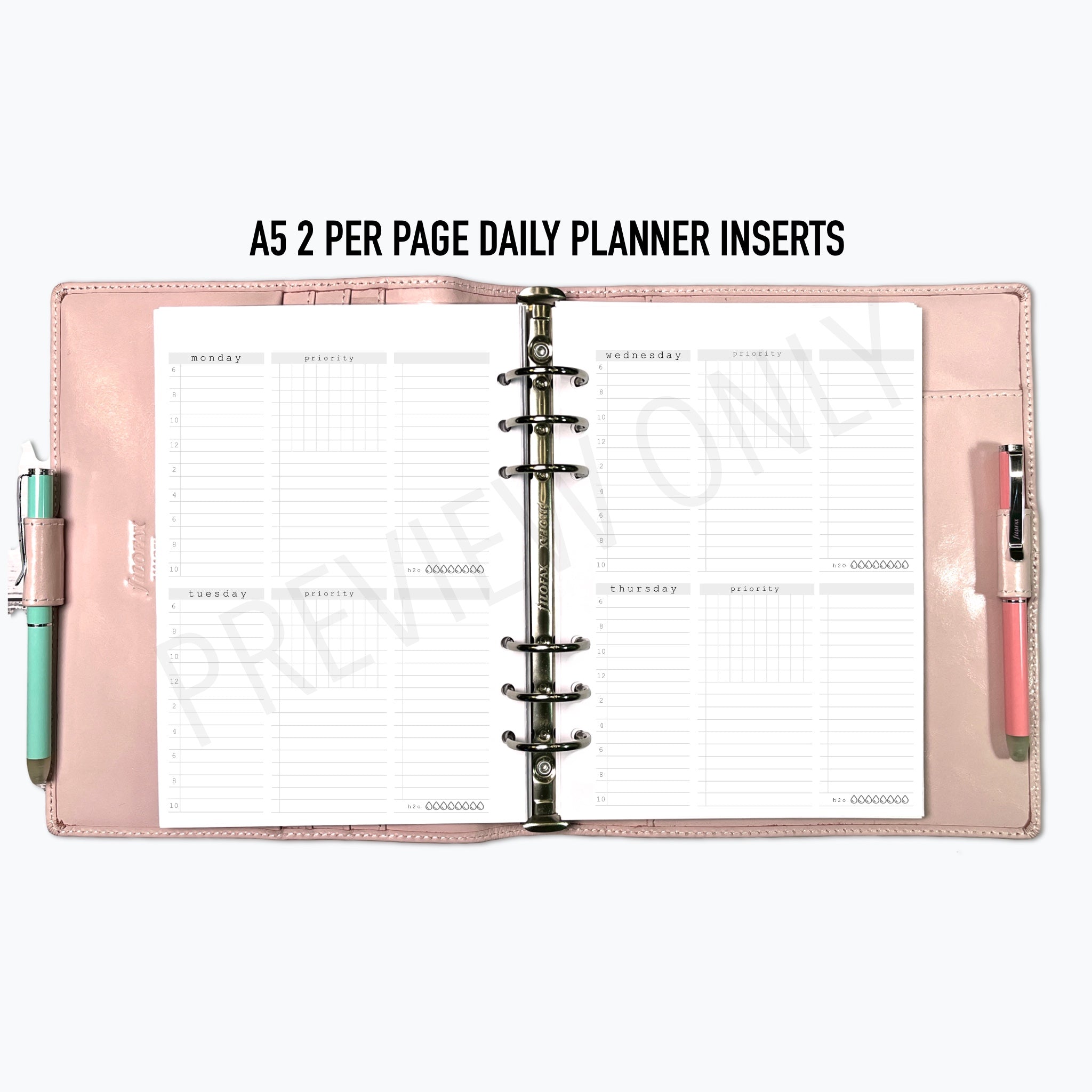 A5 Weekly Planning Ring Agenda Inserts