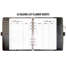 Load image into Gallery viewer, A5 Reading List Planner Inserts Printable Download - Letter / A4 / A5 Size Paper
