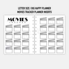 Load image into Gallery viewer, Letter / Big Happy Planner Movies Tracker Planner Inserts Printable Download
