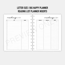 Load image into Gallery viewer, Letter / Big Happy Planner Reading List Planner Inserts Printable Download
