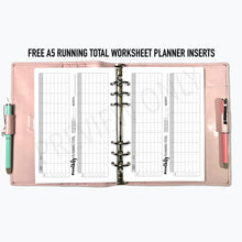 Load image into Gallery viewer, FREE A5 Running Total Worksheet Planner Inserts Printable Download - Letter / A4 / A5 Size Paper
