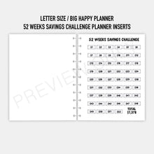 Load image into Gallery viewer, Letter / Big Happy Planner 52 Weeks Savings Challenge Planner Inserts Printable Download
