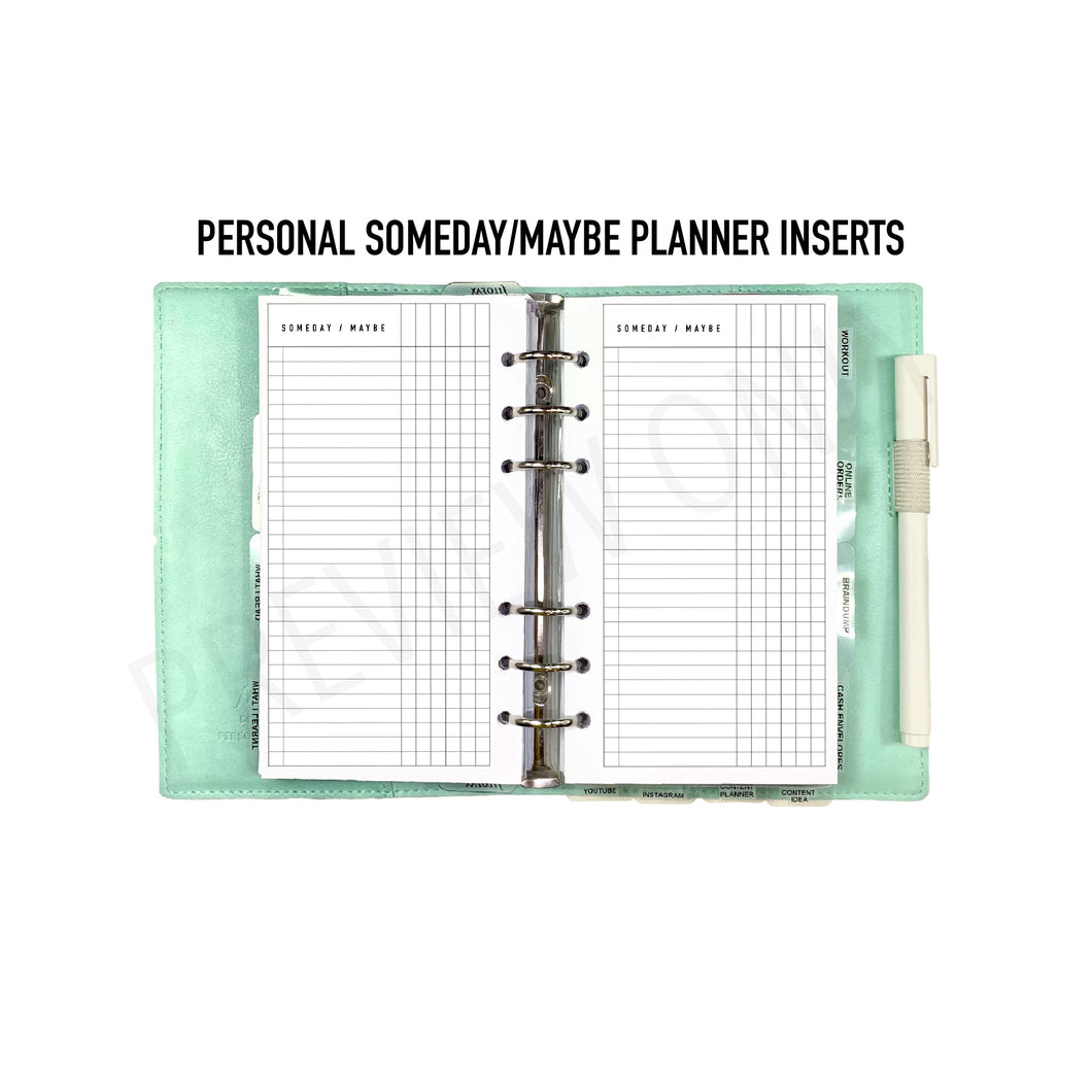 Personal Someday / Maybe List Planner Inserts Printable Download - Letter / A4 Size Paper