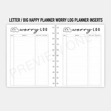 Load image into Gallery viewer, Letter / Big Happy Planner Worry Log Planner Inserts Printable Download

